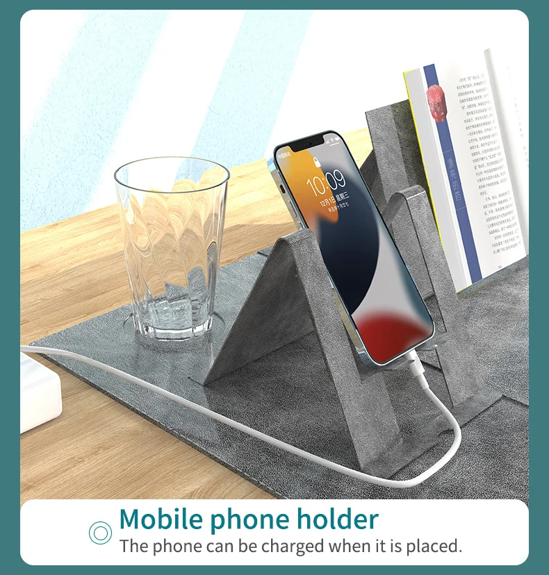 Washable Table Mats with File Folder Stable Adjustable Laptop Phone Holder Stand Bracket Gaming Leather Desk Pad