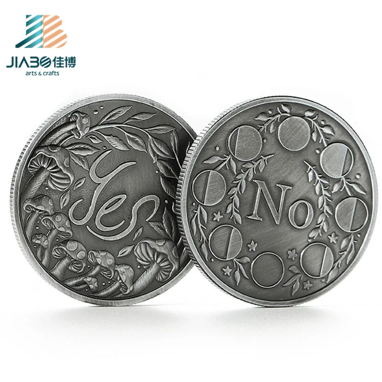 Jiabo Cheap Custom Made Yes No Metal Antique Old Silver 3d Dice Game Coin