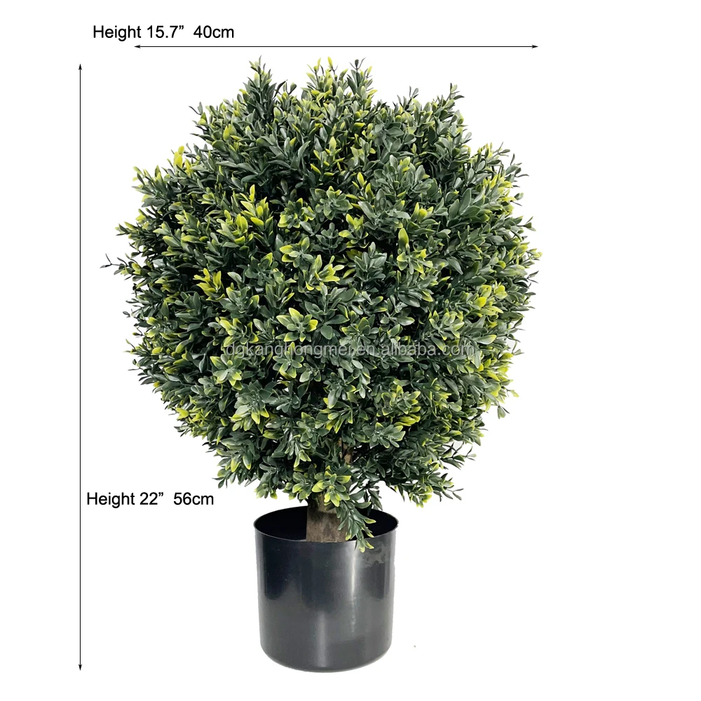 Artificial Plants & Greenery Simulation Topiary Ball Bonsai Green Faux Boxwood Trees Potted High Quality Buxus 60Cm