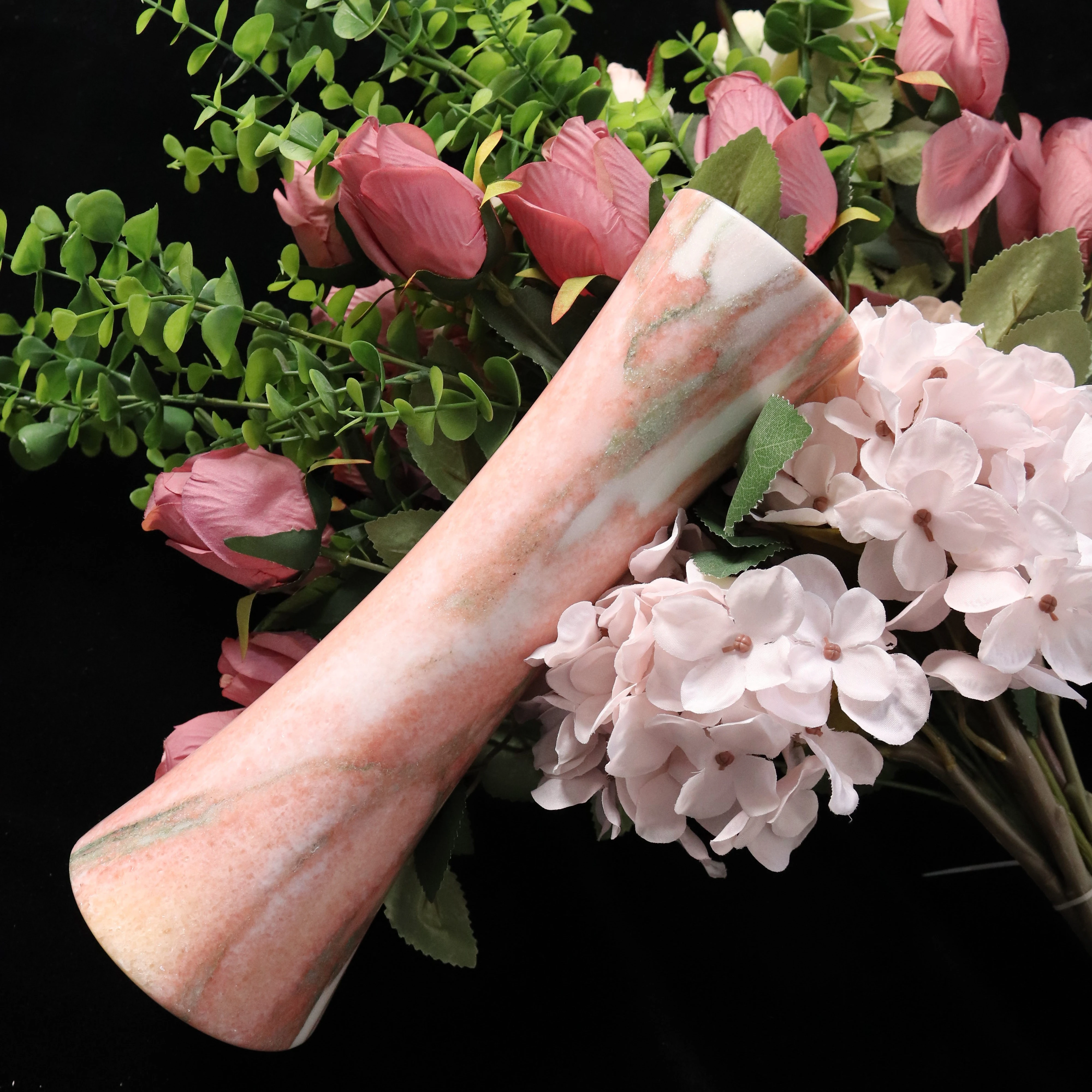 Großhandel Luxus-Naturmarmor-Blumenvasen in Grün-Wolke-Emerald und Rojo-Monica für Wohn-Dekoration, Stein-Genre