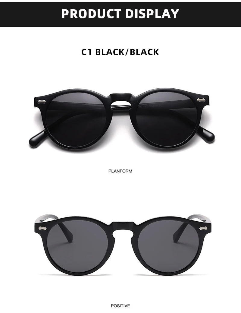 2023 Fashion Artsy Glasses Classic Round Frame Polarized Sunglasses