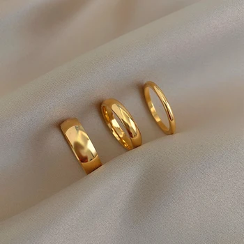 Dainty Stainless Steel 18k Gold Plated Thin Band Stackable Rings Finger Statement Ring Women