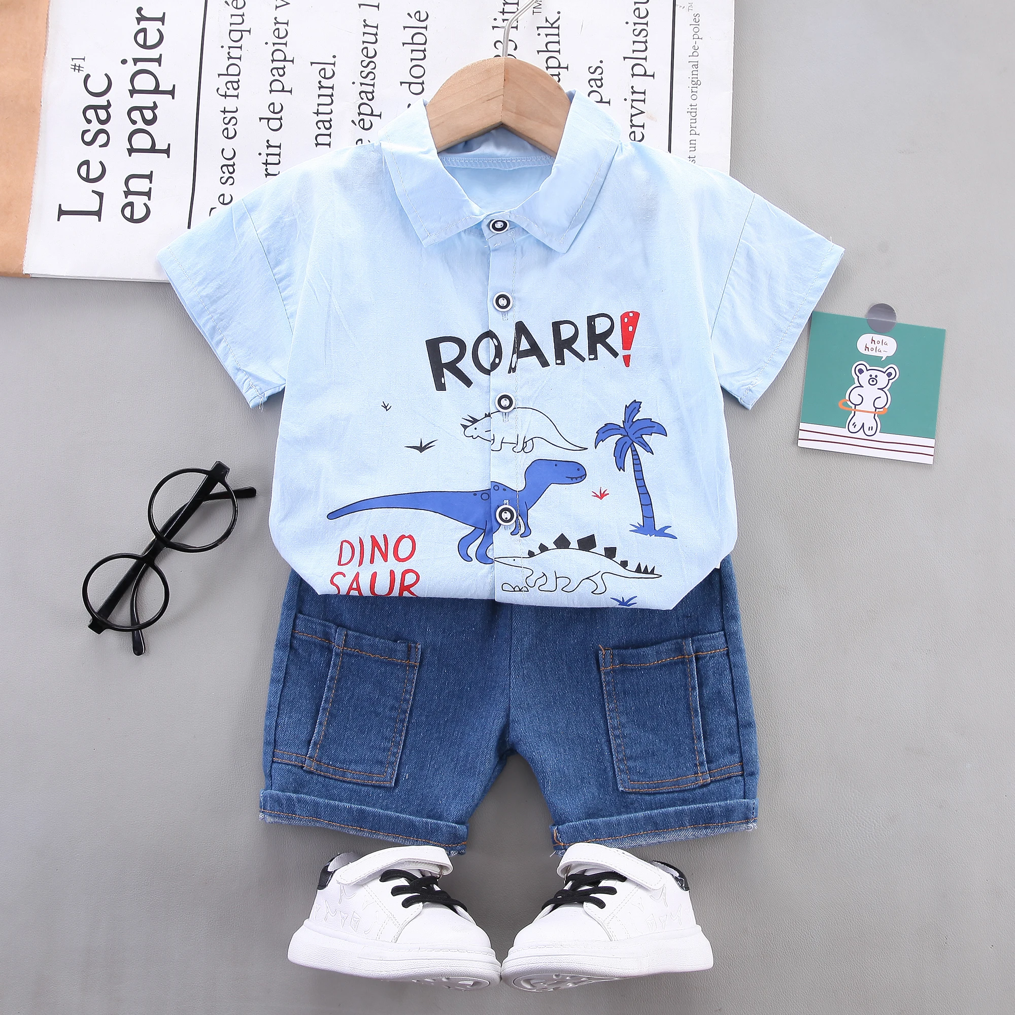 2023 New Design Kid Boy Clothes Children Summer Suit Two-piece