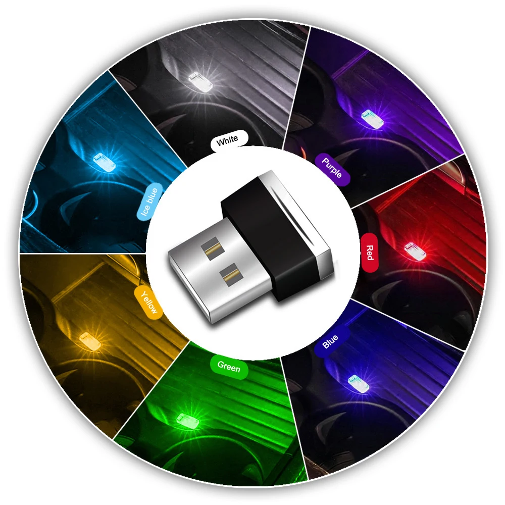 Mini USB LED Car Interior Neon Light Wireless Lighting Atmosphere Decor Lamp Hot 