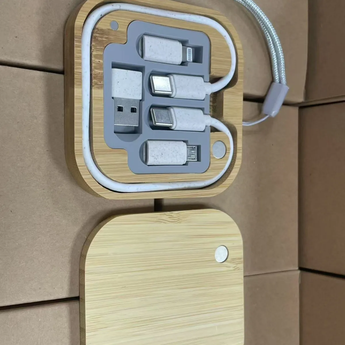 Portable Biodegradable Straw Data Cable with Fast Charging Bamboo Storage Box & Multifunctional Adapter preview 6