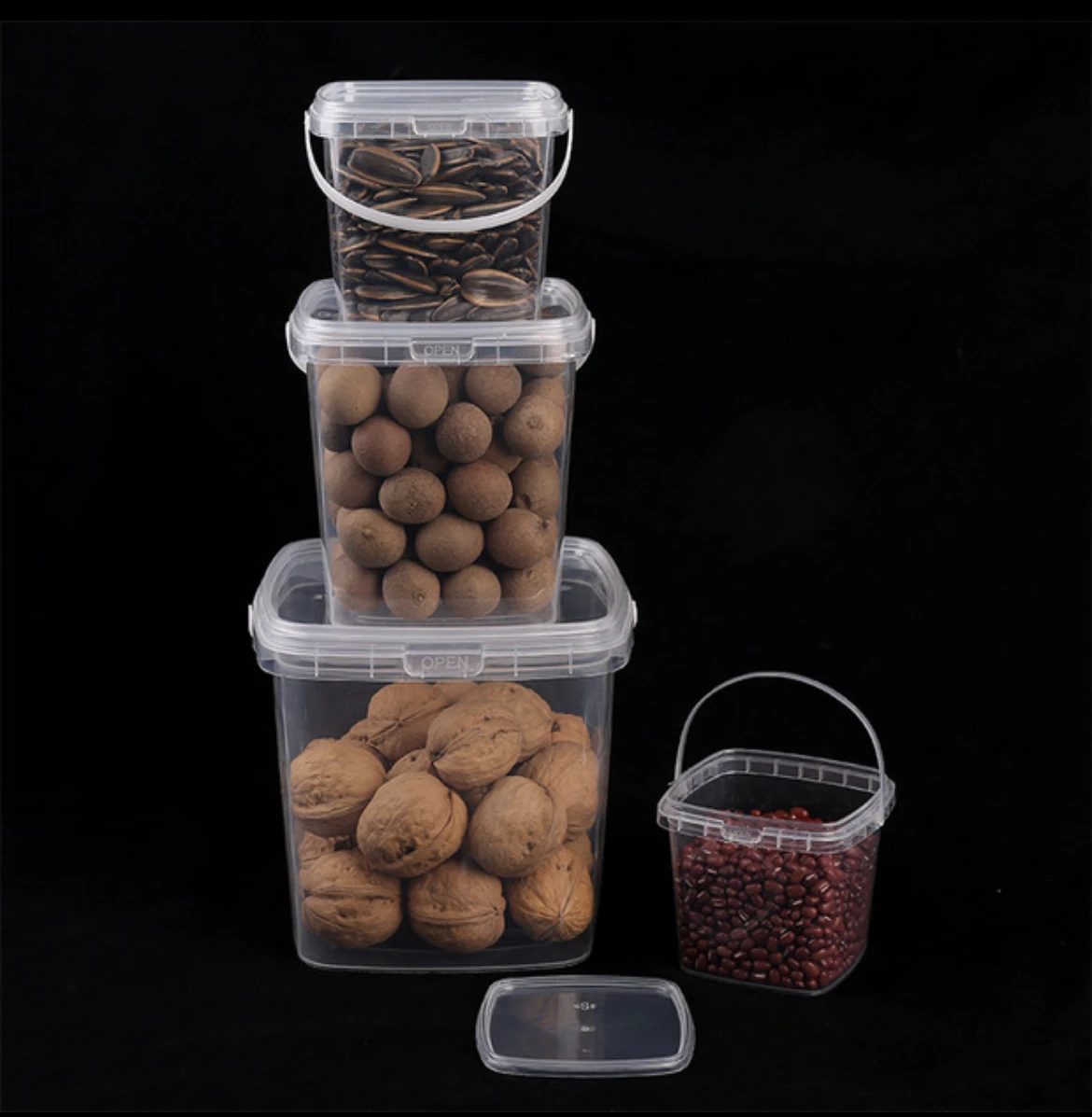 Factory Supply Food Grade Clear Plastic Jars 1L-5L Buckets Handles Lids Custom Colors Printing Logo Container Cream Usage