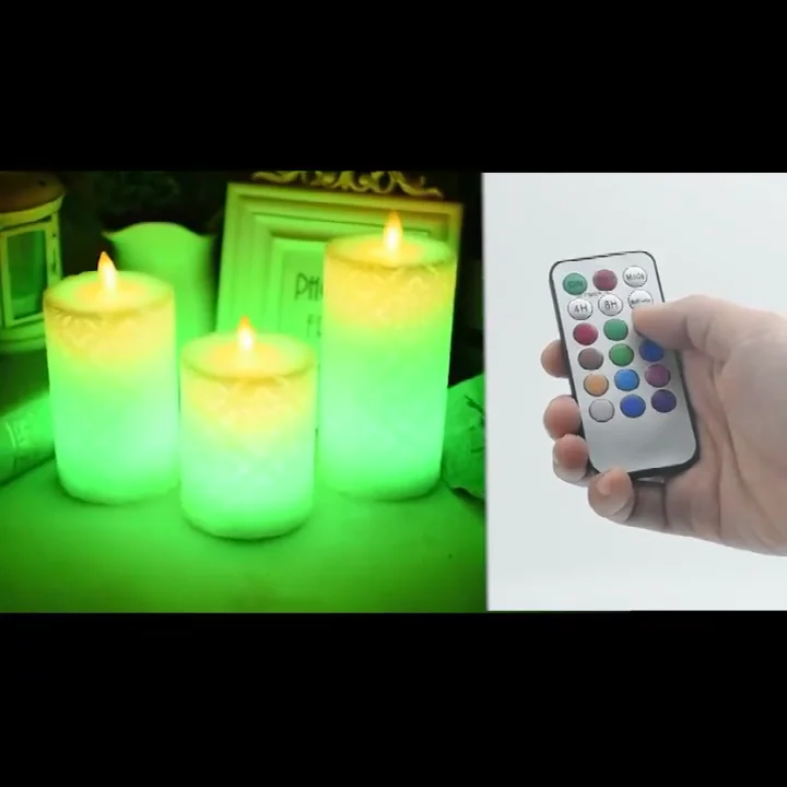 Candela LED Flamme Striscia, Verde, 25 Cm, Batteria A Cera Set Da 2 - Foto 13