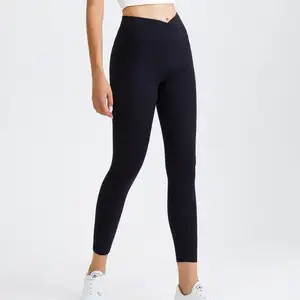 New Arrival V-shape Apparel Fitness Sportswear Workout Running Yoga Leggings Cross Pants Skin-friendly Running Sports Fitness
