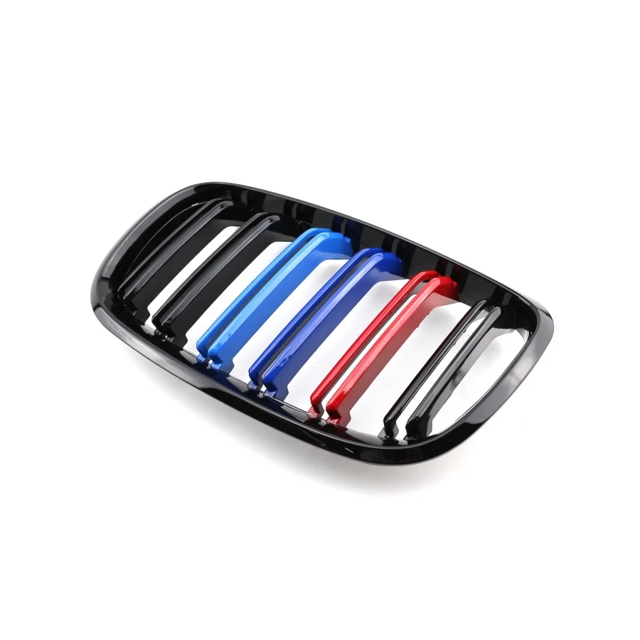 product tiypeor car high gloss black triple bar front kidney grille kit with dual banners for bmw x5 e70 2008 2014-6