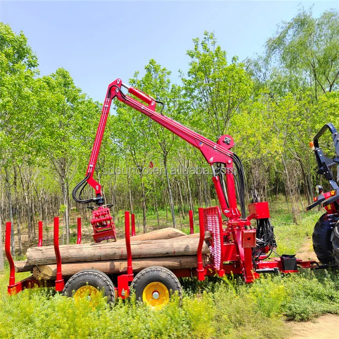 Forestry Machinery Tractor Pto Hydraulic Logging Trailer with Grapple Hot on Sale