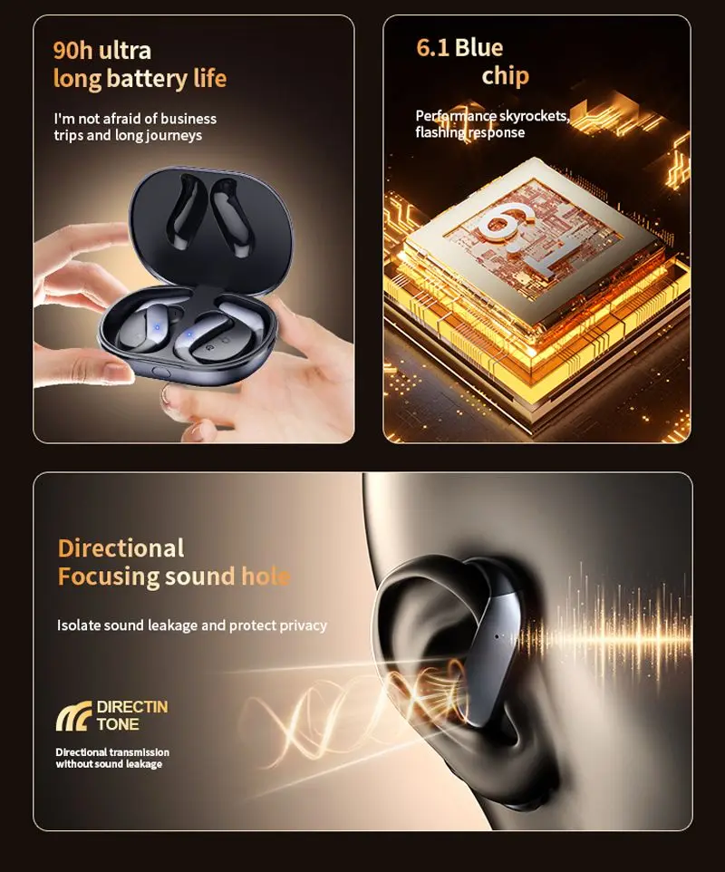Q102 Open Ear Hook Wireless Headphone Directional Surround Sound Transmission Mixing Technology Sports Office Bluetooth Earphone