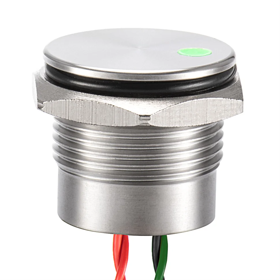 Led Power Switch Self Lock on Off Metal IP67 Waterproof 30mm Push Button 12V Blue Stainless Steel IP68 24 Green Pin Terminal