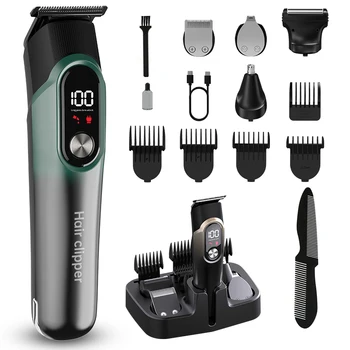 2024 Hot Sale 5 in 1 hair trimmers & Clipper Lcd Display blade Shaver Rechargeable Set Kit Professional For Men