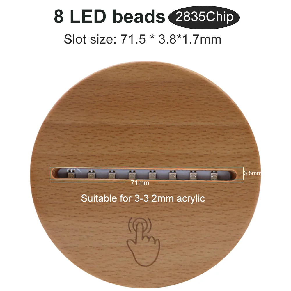 Abs Round Wooden 16 Colors 3d Led Night Light Lamp Led Wood Lighting