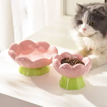 Premium Petal shape ceramic cat bowl for a Comfortable Mealtime for cat bowl