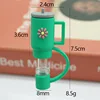 Taza pequeña verde de 8mm - Bolsa con pajita - Pajita transparente