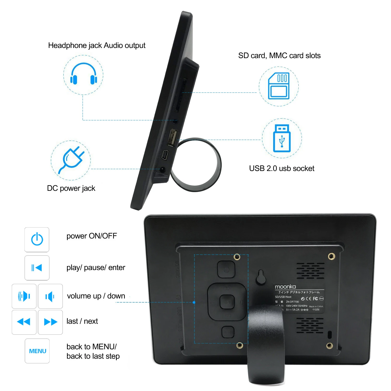 新しいデザインのHDセクシーなデジタル写真額縁7インチデジタル