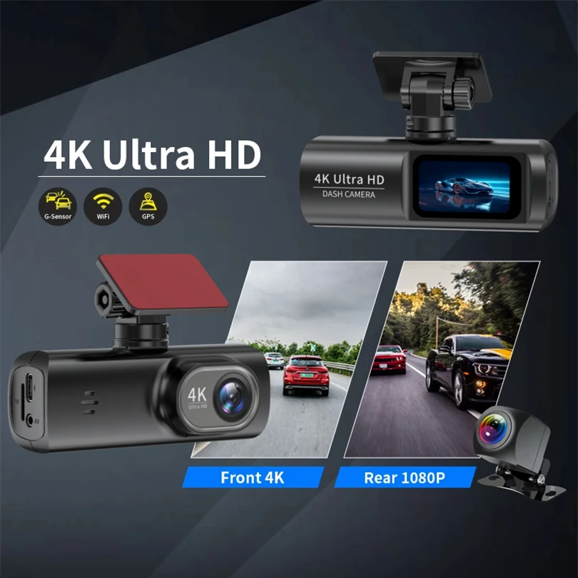 Night Version Car Driving Dash Camera 4K+1080P Black Box Dvr Mini Wireless Dual Lens GPS Parking Mode Wifi Dash Cam