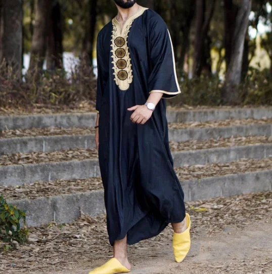 islamic dress for male HGYCPP Muslim Jubba Thobe Clothes Men Hoodie Ramadan Robe Kaftan Abaya Dubai Turkey Clothing Casual Loose Robe trousers or jackets Origins and Evolution of Traditional