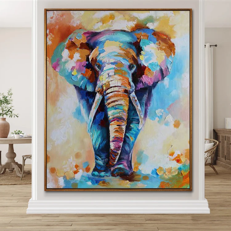 animal elephant painting oil on canvas