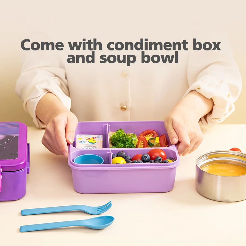 Hot Sale Portable  Food Grade Plastic Insulated Divided Lunch Box Lunch Box for Student Work