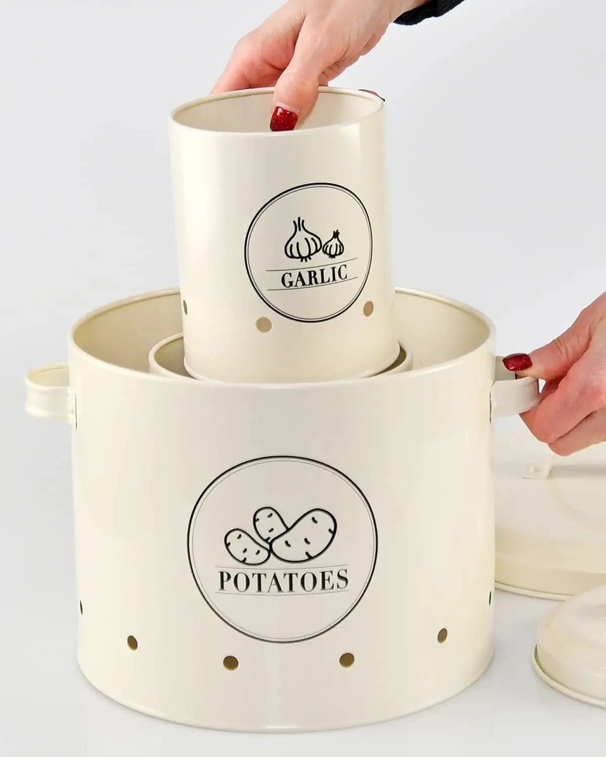 Potato Onion Garlic Storage Bin With Lid Set Of 3 Potato Storage For