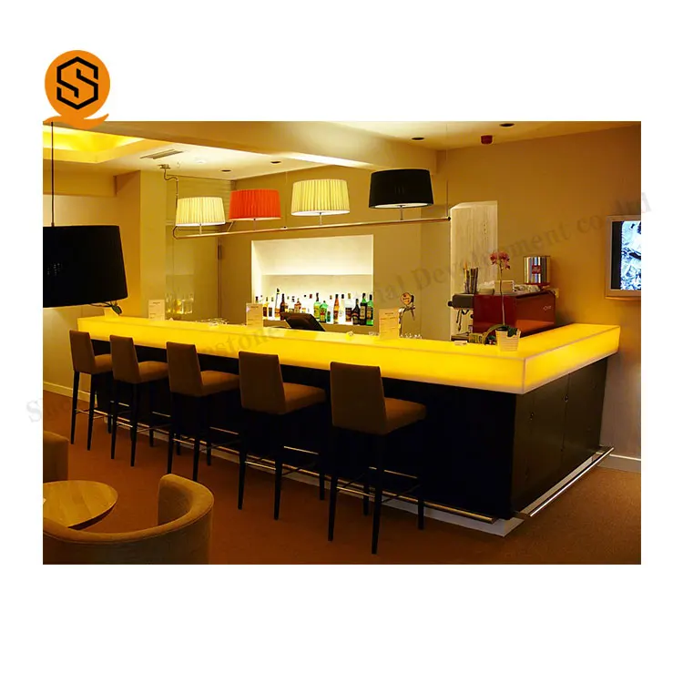 ★ Private Bar Counter Set Custom LED Home Bar Counter Set with Wine Cabinet - Home Bar