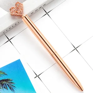 New Printing Logo Metal Pen Creative Heart Ballpoint Pen Gift for Girls Beautiful