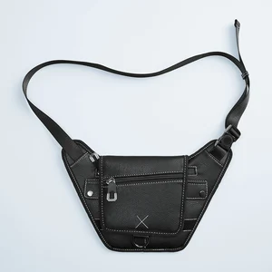 Custom Logo Leather Black Men's Fashion Crossbody Chest Rig Pack Messenger Bag for Men