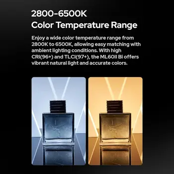 GODOX ML60II Bi 70W Video Light Bi-Color Photography Light 2800K-6500K Dimmable detail image