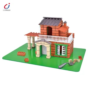 Chengji Children Cement Architect DIY Assemble Villa Build Kids Doll House Bricks Diy Stacking Building Plastic Bricks House