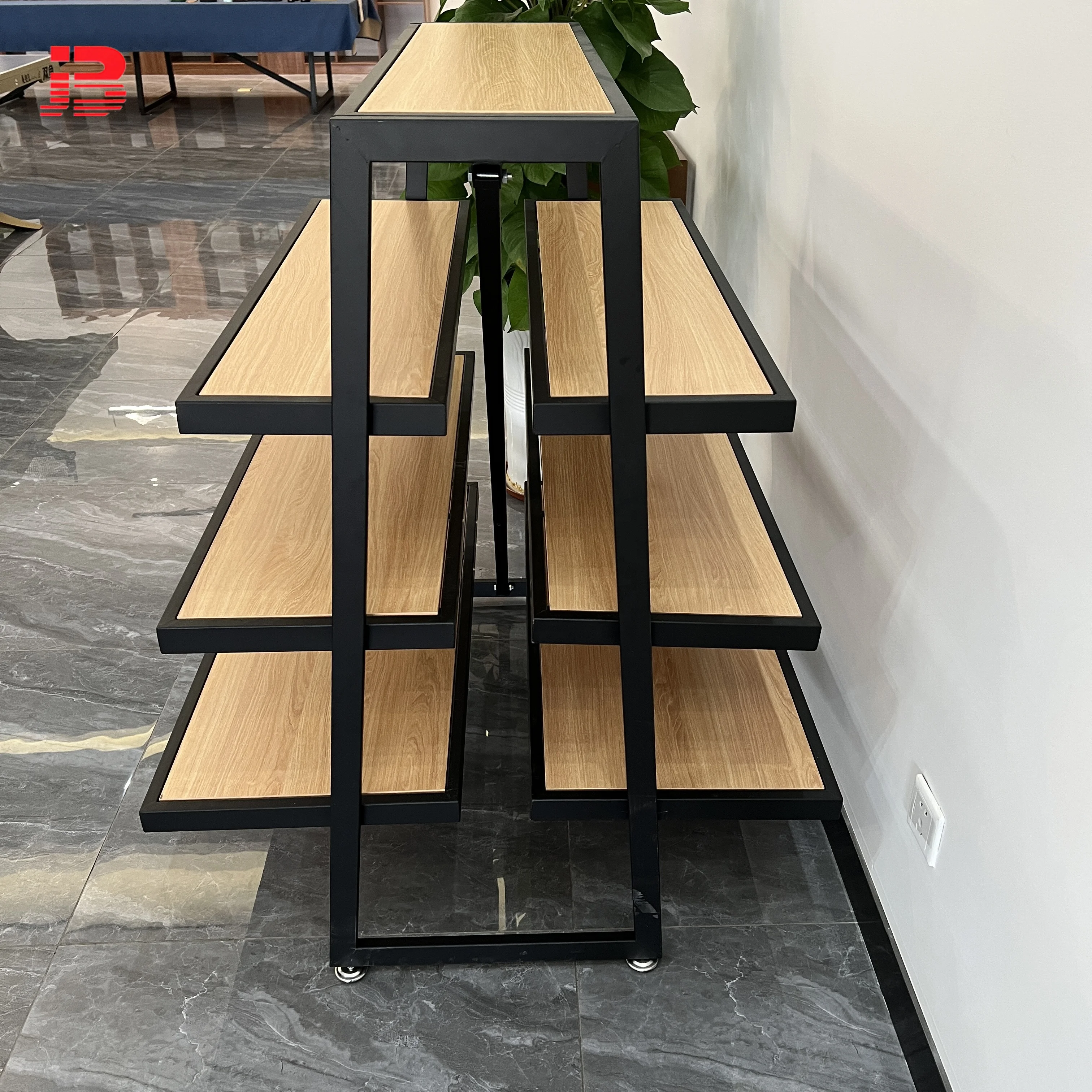 Customized Multifunctional Wood Display Shelves Supermarkets Display Rack