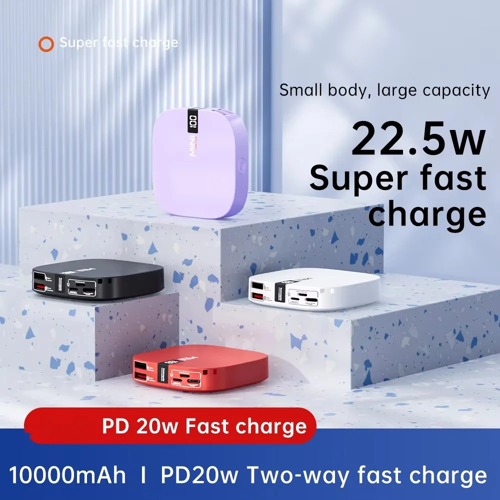 Best Selling Unique 2025 Trending Technology 10000mAh Number Display Products Sharing Portable Square Shape Mini Powerbank