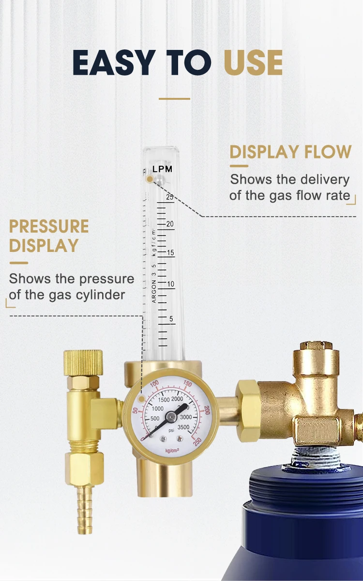 Argon/co2 Flow Meter Gas Regulator Compatible With Mig Tig Welder