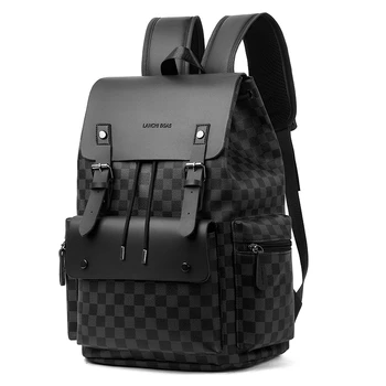 Customized logo Waterproof PU Leather Backpack, Notebook, Business Travel Backpack, Large Capacity Wholesale Men's Backpack
