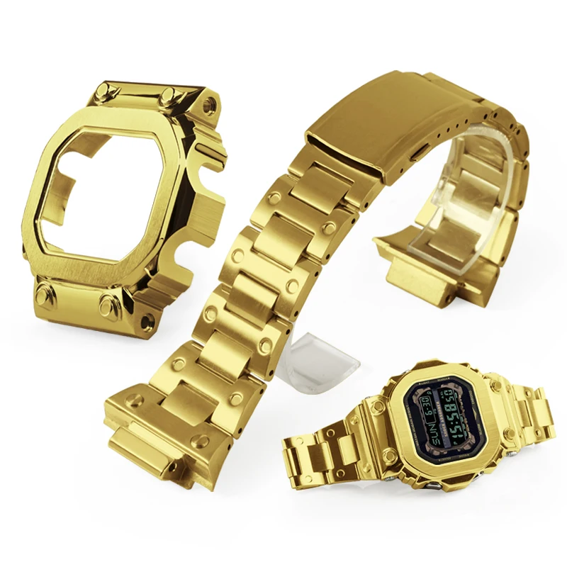 GX56 Mod Kit Luxury Metal Case Stainless Steel Bracelet Band Strap for  GX-56BB GXW-56 GXW-56BB Watches Accessory Replacement