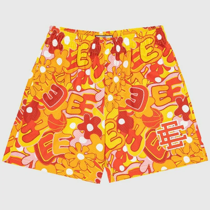 Summer Breathable Mesh Oversized Men Shorts Custom Printed Graphic Casual Fiess Beach Shorts411_voghion.com