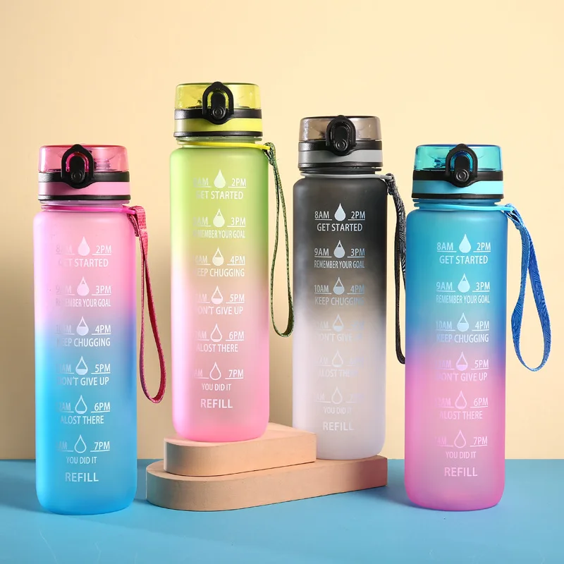 Leak Proof Bpa Free Clear Plastic Sports Water Bottle With Time 