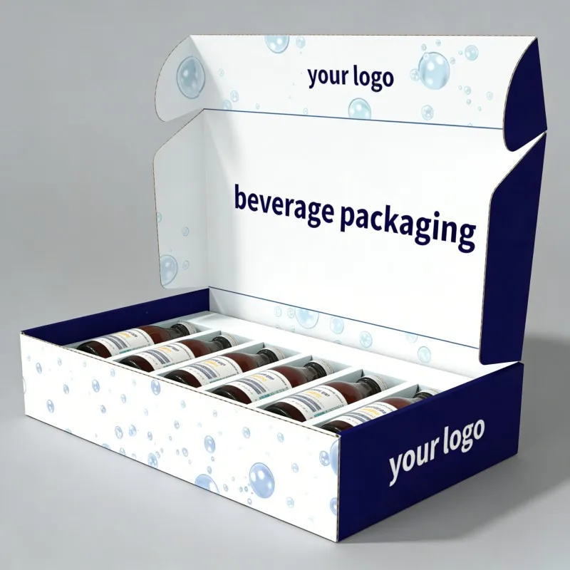Vysokokvalitná vlnitá obalová krabica na nápoje – sojová farba – papierové krabice na plechovky ovocných džúsov – biologicky rozložiteľné papierové krabice na šparklingovú vodu pre letecké spoločnosti