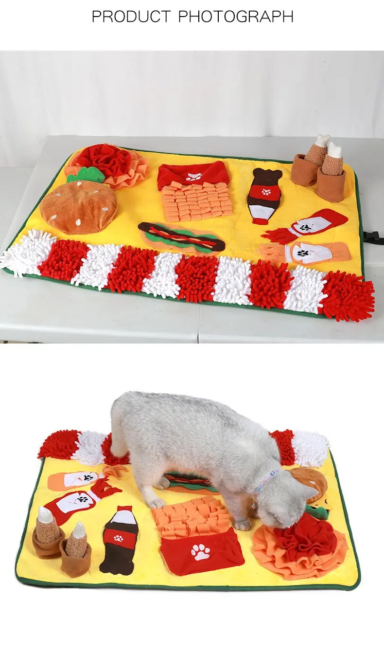 Funny Hamburger Adjustable Snuffle Mat Dog Pet Sniffing Feeding Mat Dog Puzzle details