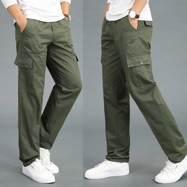 Factory direct foreign trade business casual men's pants loose large size elastic waist cotton matching solid color men