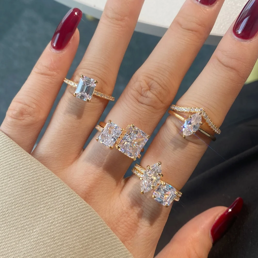 KAKODIY Allure Fine Jewelry Rhodium Champagne Gold Plated 925 Sterling Silver Eternity Band 8A Zirconia Promise Women's Wedding Ring detail 8