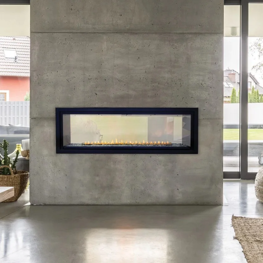 Customized Any Size Cheap Household Gas Fireplace Two-Sided Gas Fireplace Vented Remote Control Rectangle Gas Fireplace