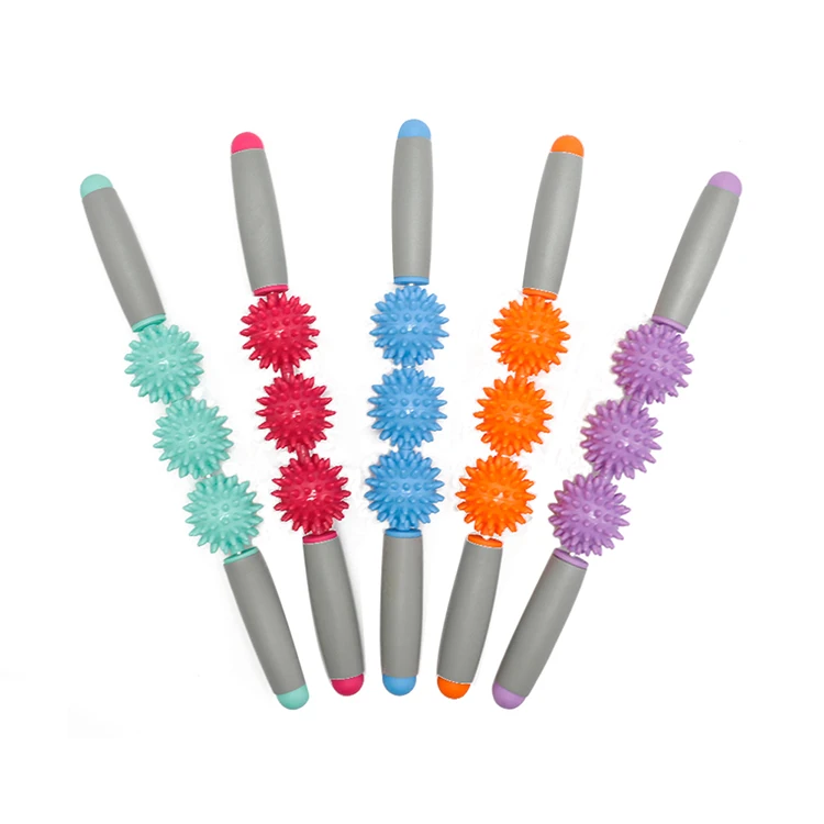 
 3 Balls Pressure Point Handheld Muscle  Body Massage Stick  