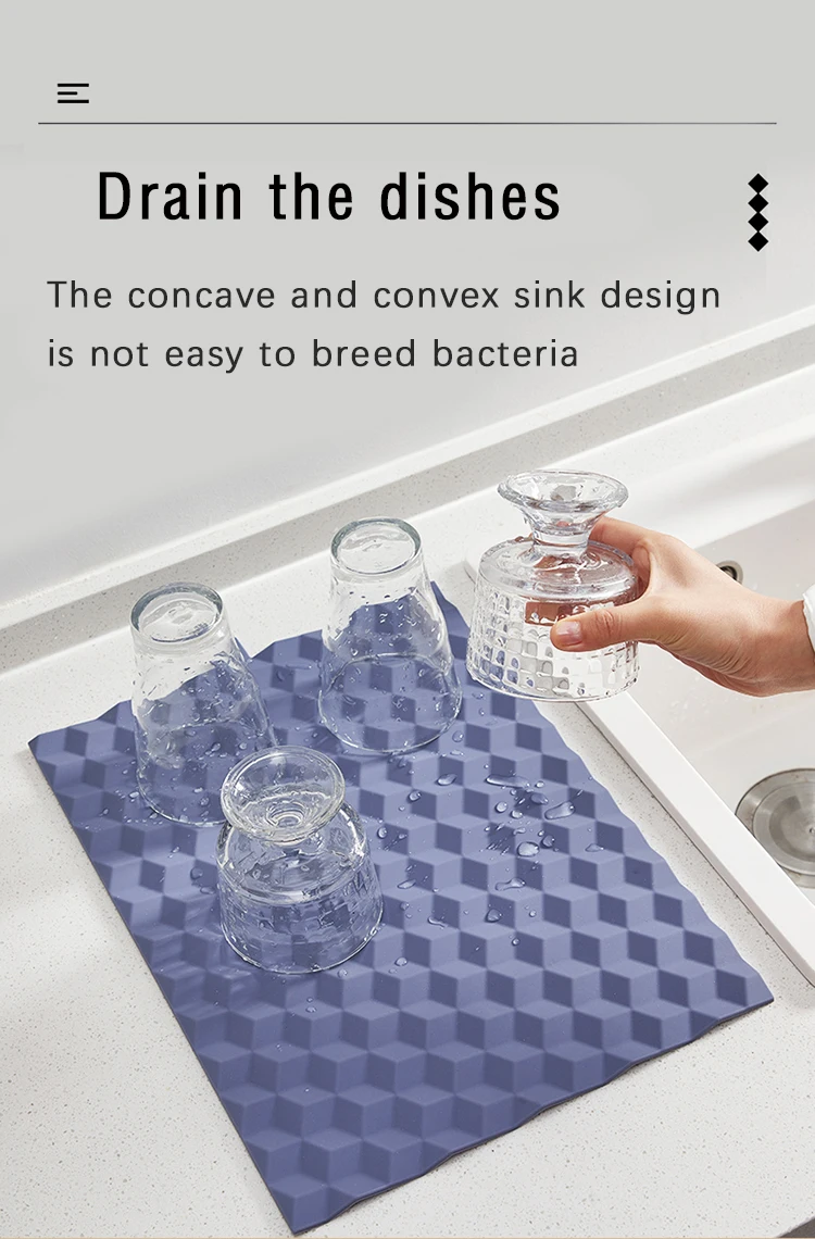 Multifunctional Food Grade Silicone Dish Drainer Pad Cup Drying Mat