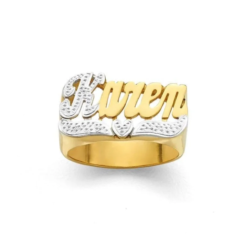 This personalized ring name is a simple fashionable and elegant design.  Personalize it with multiple names. Gorgeo… | Stainless steel rings, Steel  ring, Name rings