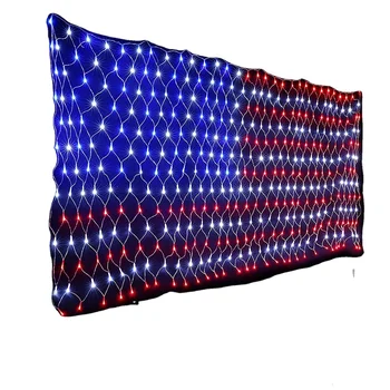 420 LED American Advanced Flag String Lights, Waterproof Led Flag Net Light of The United States for Yard,Garden Decoration
