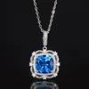 Blue pointed crystal pendant with chain