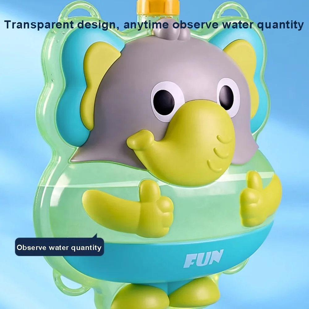 Cartoon Animal Shape Elephant Rabbit Transparent Backpack Water Gun Toy Summer Outdoor Water Spray Gun with Large Capacity tank
