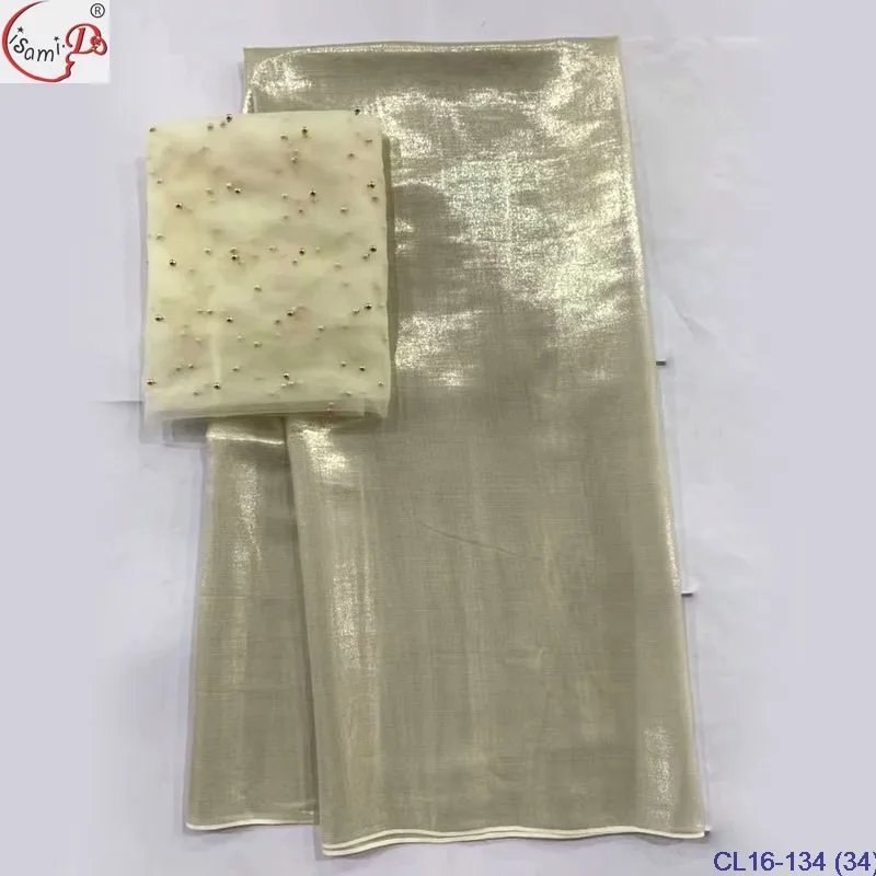 High Quality Elegant Plain Soft Style Silk Fabric Chowleedee Golden Metallic Popular Design Flower Pattern Silk for Clothes